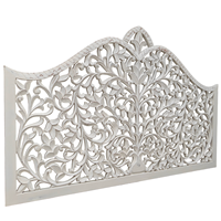 Tête de lit California King en bois d'ingénierie sculpté, motif feuille de Texas blanche, éclairée, style artisanal antique, pour chambre à coucher, art mural