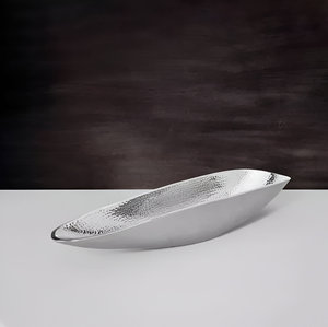 La mejor calidad, forma de barco martillado, plato pulido de Color plateado de Metal, decoración del hogar, restaurante, Hotel - Product Image 5