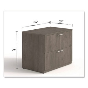 Alera AE1NZK-2436LF Archivador legal lateral de 2 cajones, serie Seville, 36 pulgadas. X 24 pulgadas X 29 Pulgadas Caja de seguridad con cerradura Walnut-Lockable de 36 pulgadas X 24 pulgadas - Product Image 2