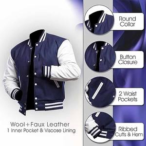 Chaqueta Varsity de Béisbol Personalizada con Estampado, Manga Larga, 100% Lana, para Hombre, Diseño de Logotipo Personalizado, Cargado por Dress Sports - Product Image 5