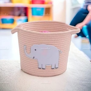 Cesta de dibujos animados de cuerda de algodón, cesta de almacenamiento de ropa sucia plegable, cesta de almacenamiento de juguetes para niños, cesta de cuerda de algodón para habitación de guardería - Product Image 1