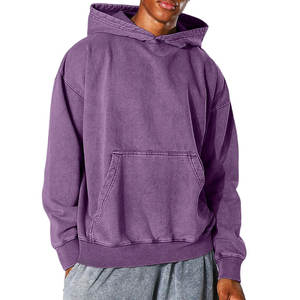 Nouveauté 420GSM sweat à capuche épais vierge de couleur unie délavé à l'acide sweats à capuche - Product Image 1