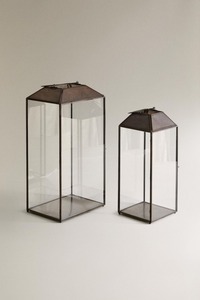 European Rustic Nordic-Inspired Modern Home Wedding Decorations Clear <b>Glass</b> Christmas <b>Lanterns</b> Brass Metal Iron Candle Holders - Product Image 6