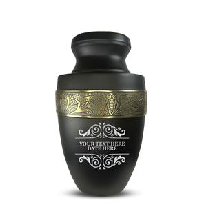 Urne funéraire personnalisée pour cendres d'adultes, hommes et femmes, en aluminium, avec nom, date et design, noire avec bordure argentée, taille personnalisée - Product Image 6