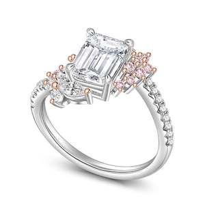 Jeulia 18K Gold Plated Sterling <b>Silver</b> <b>Emerald</b> Cut Bypass Flower Butterfly Engagement <b>Ring</b> - Product Image 4