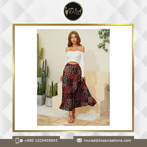 <b>Women's</b> Casual Tassel Pleated Design <b>Skirt</b> 100% Quality Assured Digital Printing Breathable Natural Waistline Reasonable Price - Product Image 3