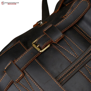 Sac à dos vintage en cuir pleine fleur véritable pour homme, sac pour ordinateur portable, multi-poches, sac de voyage en cuir de vache, sac de randonnée de luxe, sac d'extérieur - Product Image 2