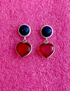 925 Sterling Silver Ruby With Lapis Lazuli Handmade 925 Sterling Silver Earring Beautiful Women Earring - Product Image 1