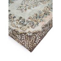 Tapis en laine noué à la main beige marron vintage Pae-465, nouveau tapis de salon, motif médaillon, couloir, motifs abstraits, 6x9'6 pi