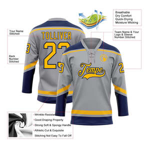 Uniforme de hockey sur glace personnalisé pour hommes de haute qualité imprimé par sublimation vintage respirant à séchage rapide 100% polyester à manches longues - Product Image 3