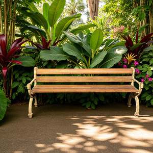 Solid <b>Wood</b> and Iron FTD <b>Bench</b> Traditional and Modern Design for Outdoor and Patio Use for Garden or Park - Product Image 2