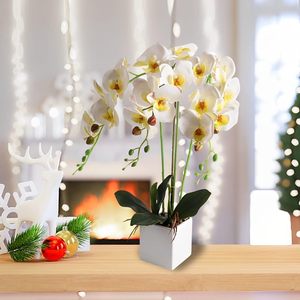 ก้านดอกกล้วยไม้ปลอม THAOF-132 9ต้นบุปผาขนาดใหญ่38นิ้วกิ่งก้านฟาแลนอปซิสน้ำยางเทียมสัมผัสแท้สำหรับเทศกาลคริสต์มาสอีสเตอร์ - Product Image 1