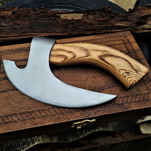 Wholesale High Quality Customized New Arrival Logo Pizza <b>Axes</b> Wood <b>Handle</b> High Carbon Steel Blade Pizza Cutter <b>Axe</b> for men - Product Image 2