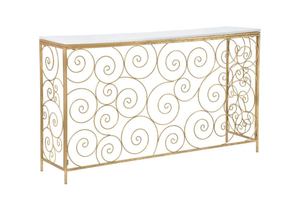 Mesa de consola rectangular de diseño moderno, armario de hierro y vidrio para papelería y libros, mesa auxiliar de consola de tamaño ideal chapada en oro - Product Image 3