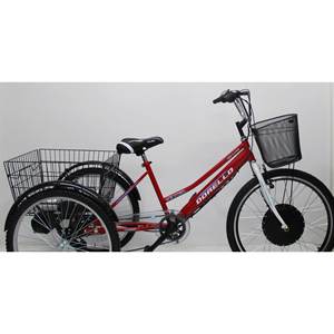 Tricycle électrique de marchandises rouge certifié CEE, 1000W, motorisé, pour passagers, à carrosserie ouverte, vélo électrique de marché pour usage passagers - Product Image 3
