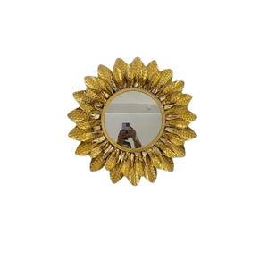 Grand miroir mural décoratif en verre Beauty Leaf de créateur personnalisé avec métal Modern Home Stylish - Product Image 2