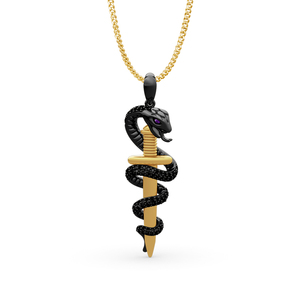 Collier commémoratif Jeulia Never Give Up Mamba Dagger en argent sterling plaqué rhodium - Product Image 1