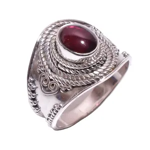 925 sterling cincin garnet perak perhiasan buatan tangan grosir cincin perak pabrikan