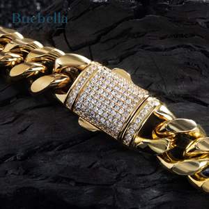 8MM 18K Goldiced Clashp Cuban Link Chain Bracelet Hombres Hip Hop Style Moissanite Pulseras y brazaletes - Product Image 4