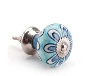 ลูกบิดประตูเซรามิกมือจับตู้และประตูเซรามิกสีขาวพร้อมพิมพ์สีฟ้า - Product Image 4