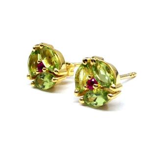 Pendientes de plata de ley 925 con gemas de peridoto para mujer, pendientes de moda chapados en oro - Product Image 1