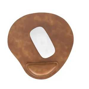 Hakiki deri özel Logo ergonomik ofis Mouse Pad bellek köpük oyun Mouse Pad bilek dinlenme desteği ile Premium yüksek kalite