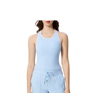 Custom Wholesale Womens Racerback Workout <b>Tank</b> Top <b>Built</b> <b>In</b> <b>Bra</b> Sleeveless Yoga Running Fitness Shirt - Product Image 2