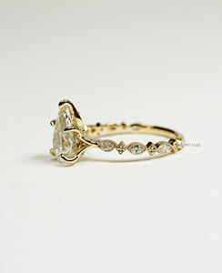 แหวนหมั้นเพชรทรงลูกแพร์3กะรัตประดับเพชรโมอิสแบบซ่อนประดับด้วยทองขาว14K ของขวัญวันครบรอบแต่งงานแบบคลาสสิกหรือวันแต่งงานสำหรับเธอ - Product Image 2