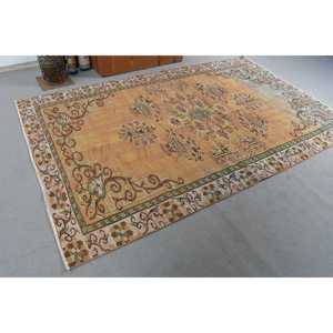 Tapis turc vintage, tapis de 5,4 x 8,8 pieds, tapis à carreaux marron et bleu - Product Image 4