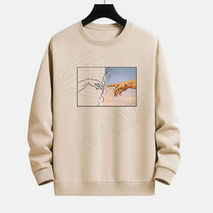 Sudaderas de cuello redondo unisex con logotipo personalizado al por mayor, sudaderas de algodón extragrandes estampadas en blanco para hombre - Product Image 1