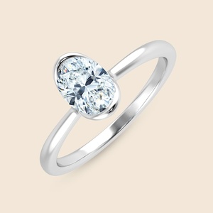 Bague demi-diamant ovale en or massif 14 carats avec diamant de laboratoire ovale de 0,3 carat, couleur F-VS, pour mariages, fiançailles et soirées - Product Image 2