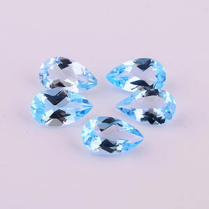 พลอยโทแพซสีฟ้าธรรมชาติคุณภาพ AAA รูปทรงลูกแพร์เจียระไน ขนาด 10x7 มม. สำหรับทำเครื่องประดับ แหวน ต่างหู จี้ - Product Image 6