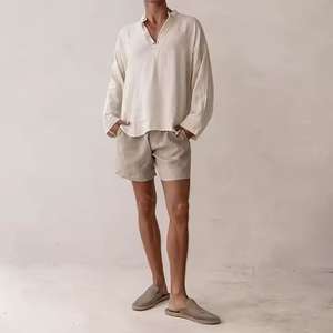 Camisa Ligera de Verano para Hombre, Camisa Casual de Corte Ajustado con Cuello Mao y Diseño de Bolsillo/Stock. - Product Image 3