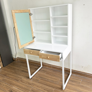 Modern BTD68056 Dressing Table with Storage Compartment and Opening <b>Mirror</b> <b>Panel</b> Wood Style - Product Image 6