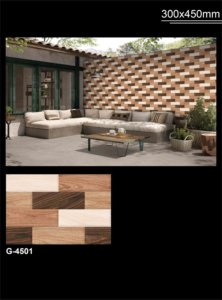 Carreaux muraux en céramique d'élévation extérieure Finition mate 30*45 cm Décor clair Combinaison sombre 9 mm d'épaisseur Effet 3D Fabriqué en Inde - Product Image 2