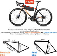 Sac de cadre de vélo en matériau PP, fermeture éclair étanche, style tendance, unisexe, capacité 3L, noir