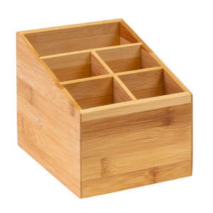 Accessoires de cuisine Porte-couverts en bois de manguier à six sections finition naturelle - Product Image 1