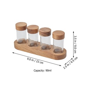 Handcrafted <b>Wooden</b> <b>Spice</b> <b>Rack</b> With Glass Jars Elegant Kitchen Storage Organizer Set for Herbs and Seasoning New Stylish Set of 4 - Product Image 6