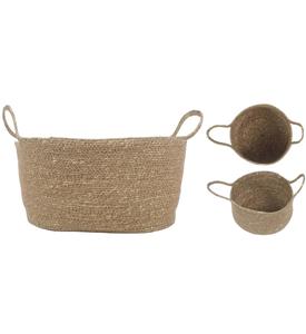 Cesta de almacenamiento de yute con asa Acabado de yute marrón Solución de organización del hogar elegante y práctica Cesta de almacenamiento de yute - Product Image 4