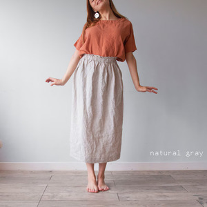 กระโปรงแมกซี่ทรงเอทำจากผ้าลินินออร์แกนิก100% สำหรับผู้หญิงกระโปรงผ้าลินินแบบมีกระเป๋า - Product Image 3