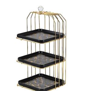 ที่วางโชว์เค้กทำจากไม้และโลหะทำจากไม้ทรงกลมสีทองสำหรับผลไม้ขนมคัพเค้กสำหรับงานแต่งงาน - Product Image 4