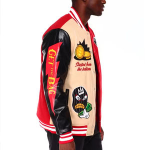 OEM Vintage de lana para hombre Letterman Varsity chaqueta personalizada de invierno bordado de cuero mangas soporte al por mayor personalizable Vintage - Product Image 2