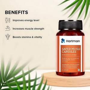 Cápsulas SafedMusli para la salud reproductiva masculina mejora el rendimiento físico Testos terone niveles para adultos mujeres embarazadas) - Product Image 5