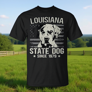 Camiseta Promocional de Estilo Retro para Amantes de los Perros, con Diseño del Perro Estatal de Louisiana, Catahoula Leopard Dog - Product Image 3