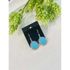 Southwest Kingman Turquoise & Sterling <b>Silver</b> Drop <b>Earrings</b> Handmade <b>Dangle</b> <b>Earrings</b> - Product Image 3