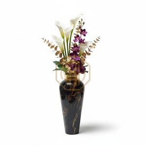Florero de Piso Metálico, Estilo Diseñador, Impresión de Mármol Negro Esmaltado, Decoración Elegante para el Hogar y Bodas, Suministro al por Mayor - Product Image 1