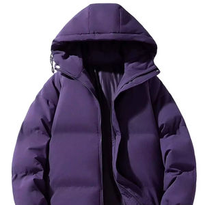 Blouson matelassé pour homme, couleur unie, personnalisable, col montant, style streetwear d'hiver, entièrement personnalisable, en polyester, blouson bomber - Product Image 1