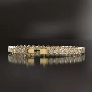 สร้อยข้อมือเพชรสำหรับผู้หญิงสร้อยข้อมือเพชรเม็ดกลมสีทอง14K สร้อยข้อมือและกำไลสำหรับงานแต่งงาน - Product Image 6