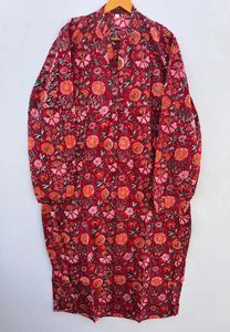 Jaipuri vestido Midi de verano para mujer Vestido largo de diseñador de algodón hecho a mano suelto bloque de flores naturales estampado Casual para fiesta universitaria - Product Image 5