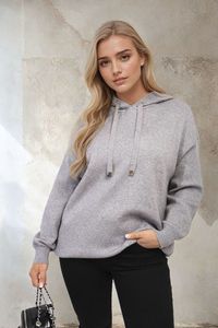 เสื้อฮู้ดดี้ผู้หญิงคุณภาพสูง ทรงหลวม ไหล่ตก ผ้าถักลายปัก ล้างสีแบบแอซิดวอช ระบายอากาศได้ดี เหมาะสำหรับฤดูใบไม้ร่วงและฤดูหนาว มีกระเป๋า สวมใส่สบาย - Product Image 4